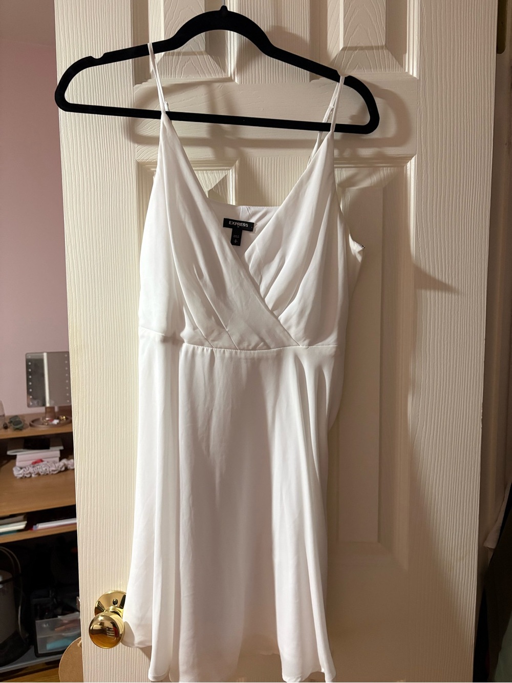 Express White Spaghetti Strap V-Neck Wrap Dress